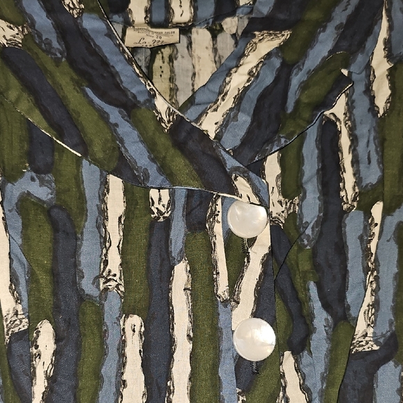 VINTAGE 50s La-Mar Frocks Dress Retro Midi Blue Forest Green White Mid Century - Picture 4 of 11